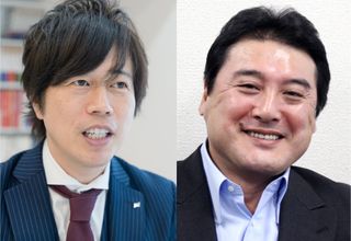 『HRプロファイリング 本当の適性を見極める「人事の科学」』（日本経済新聞出版刊）の著者・須古勝志さん（右）と田路和也さん（左）