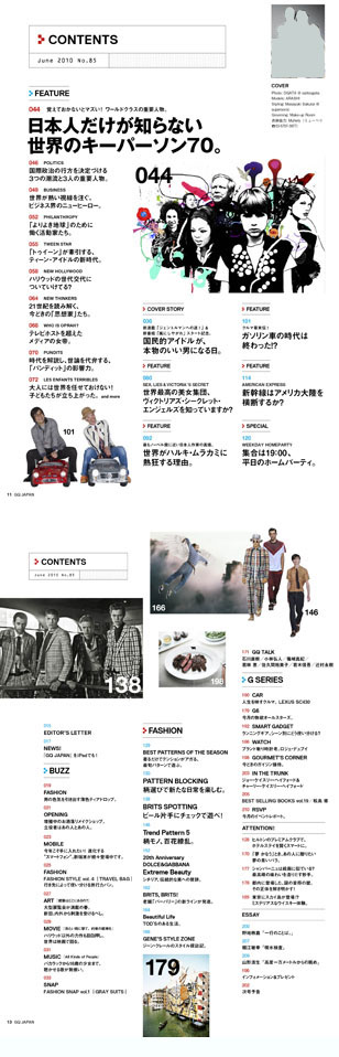 GQ 6月号目次