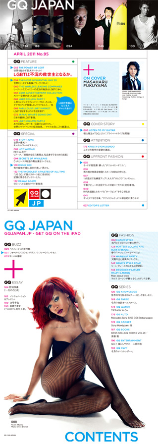 GQ 4月号目次