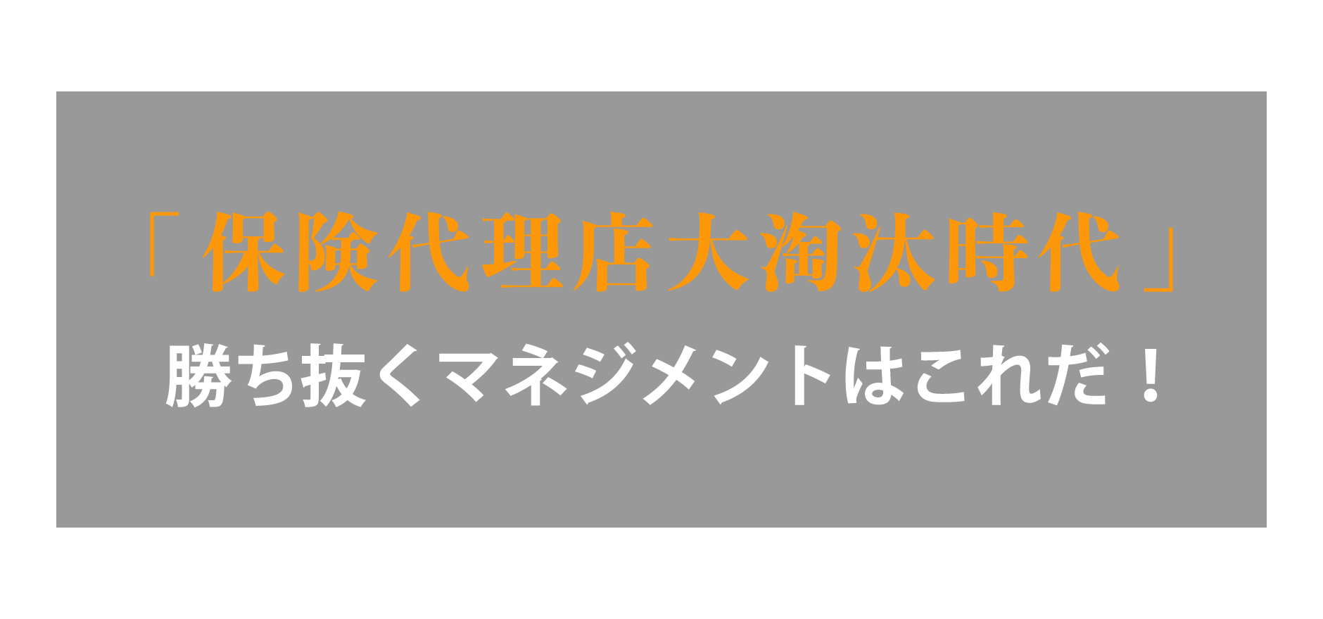 「保険代理店大淘汰時代」勝ち抜くマネジメントはこれだ！